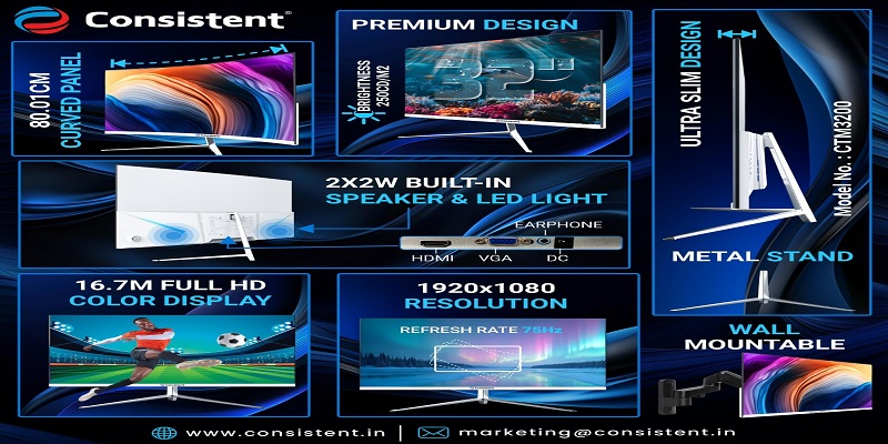 Consistent Introduces the 32-inch Curved LED Monitor Frameless for an Enhanced Viewing Experience